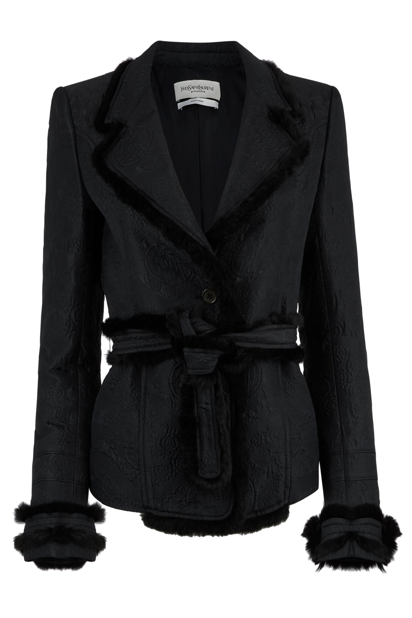 Vintage Yves Saint Laurent A/W 2004 Mink Trim Belted Jacket