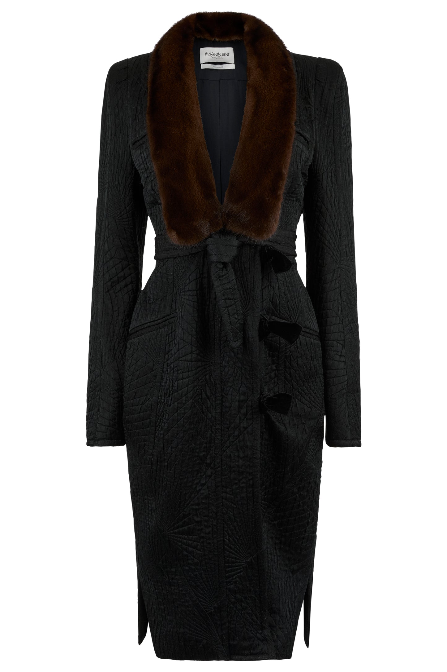 Vintage Yves Saint Laurent F/W 2004 Black Wool & Silk Longline Coat
