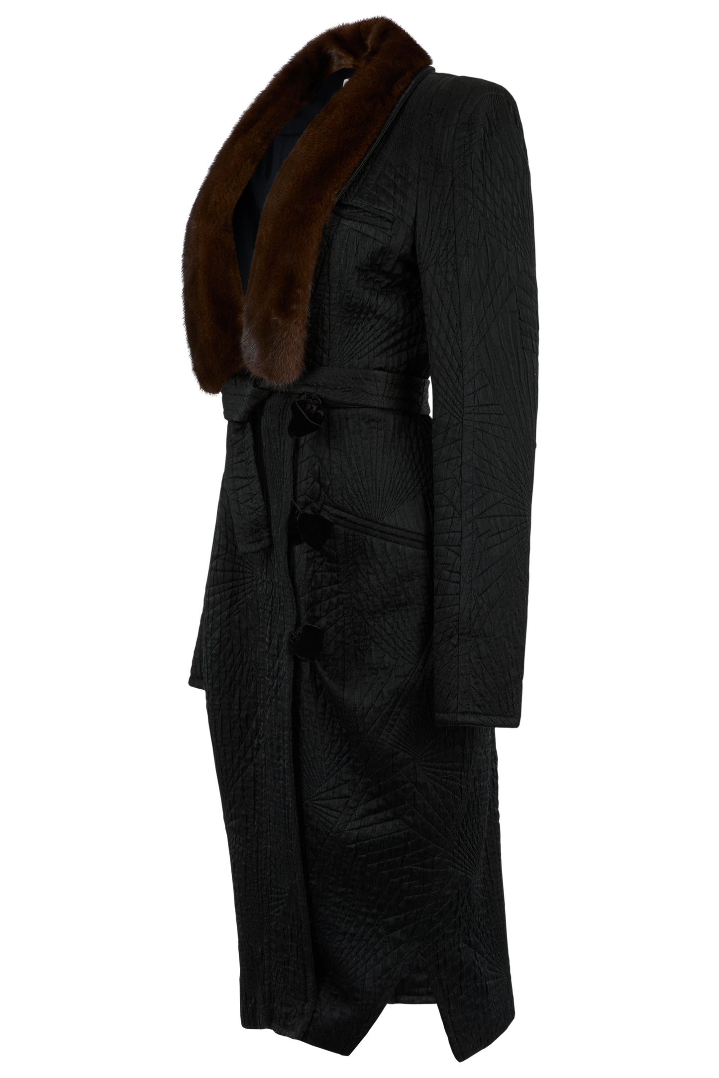 Vintage Yves Saint Laurent F/W 2004 Black Wool & Silk Longline Coat