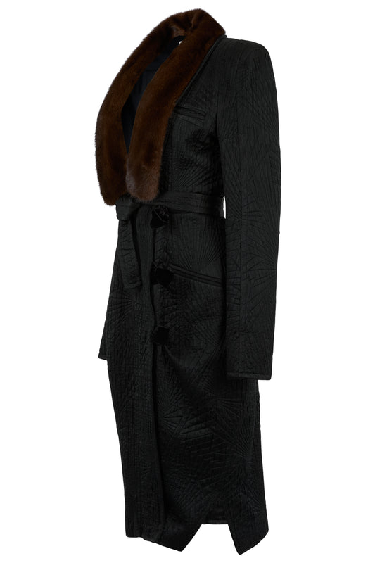 Vintage Yves Saint Laurent F/W 2004 Black Wool & Silk Longline Coat