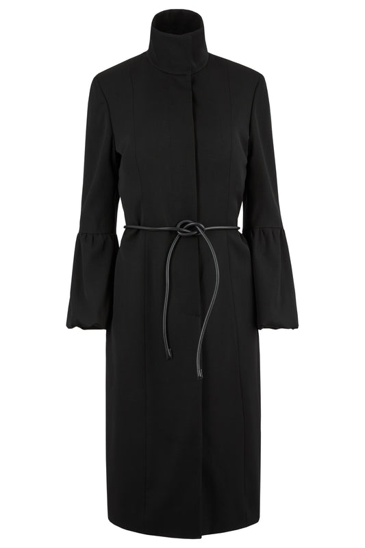 Vintage Gucci F/W 1999 Black Wool Leather Belted Coat