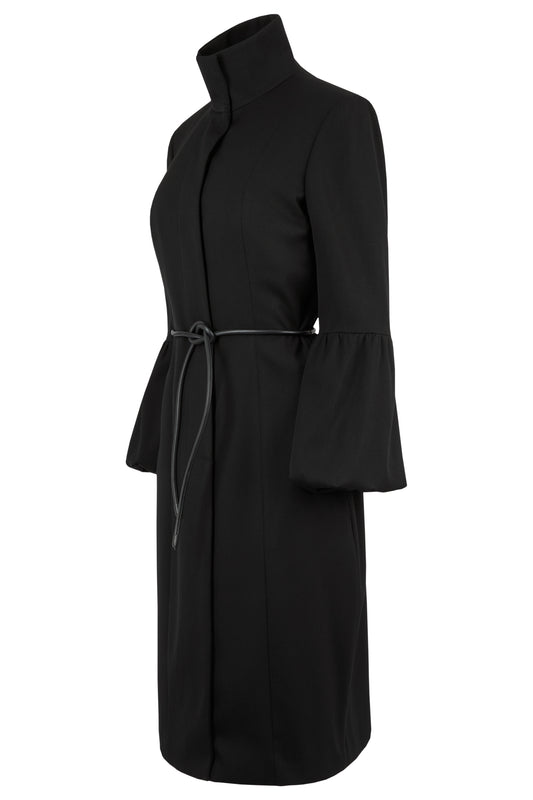 Vintage Gucci F/W 1999 Black Wool Leather Belted Coat