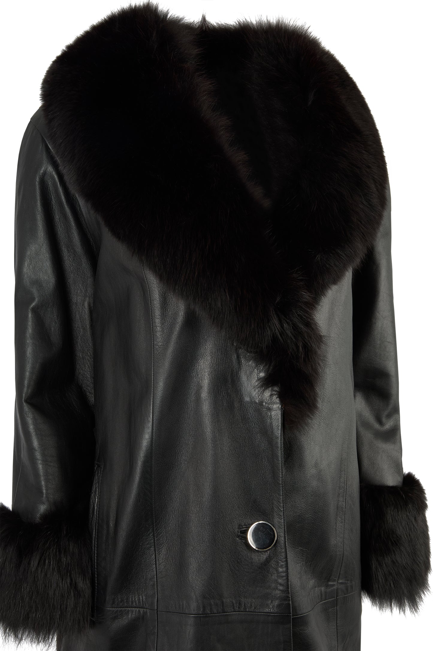 Vintage Fur Trimmed Leather TrenchCoat