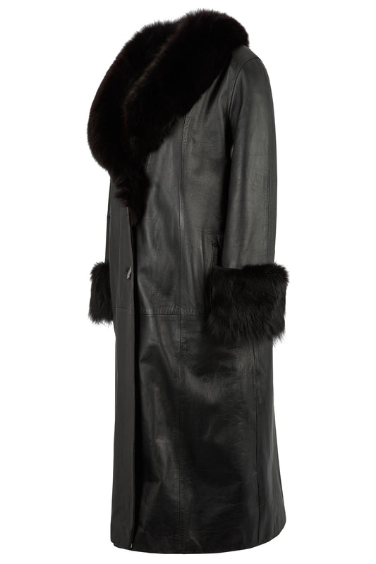 Vintage Fur Trimmed Leather TrenchCoat