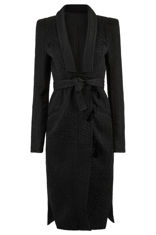 Vintage Yves Saint Laurent F/W 2004 Black Wool & Silk Longline Coat