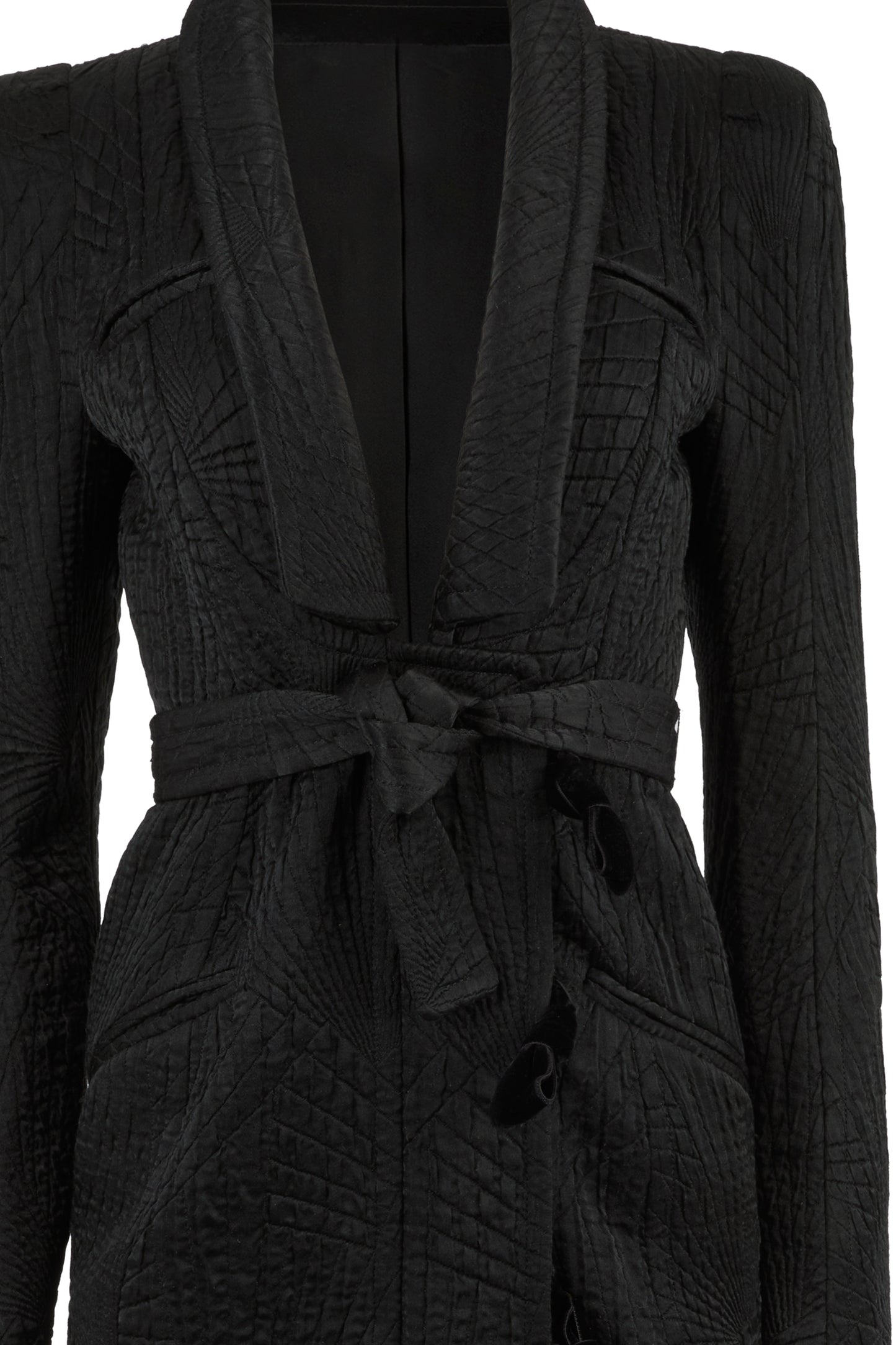 Vintage Yves Saint Laurent F/W 2004 Black Wool & Silk Longline Coat
