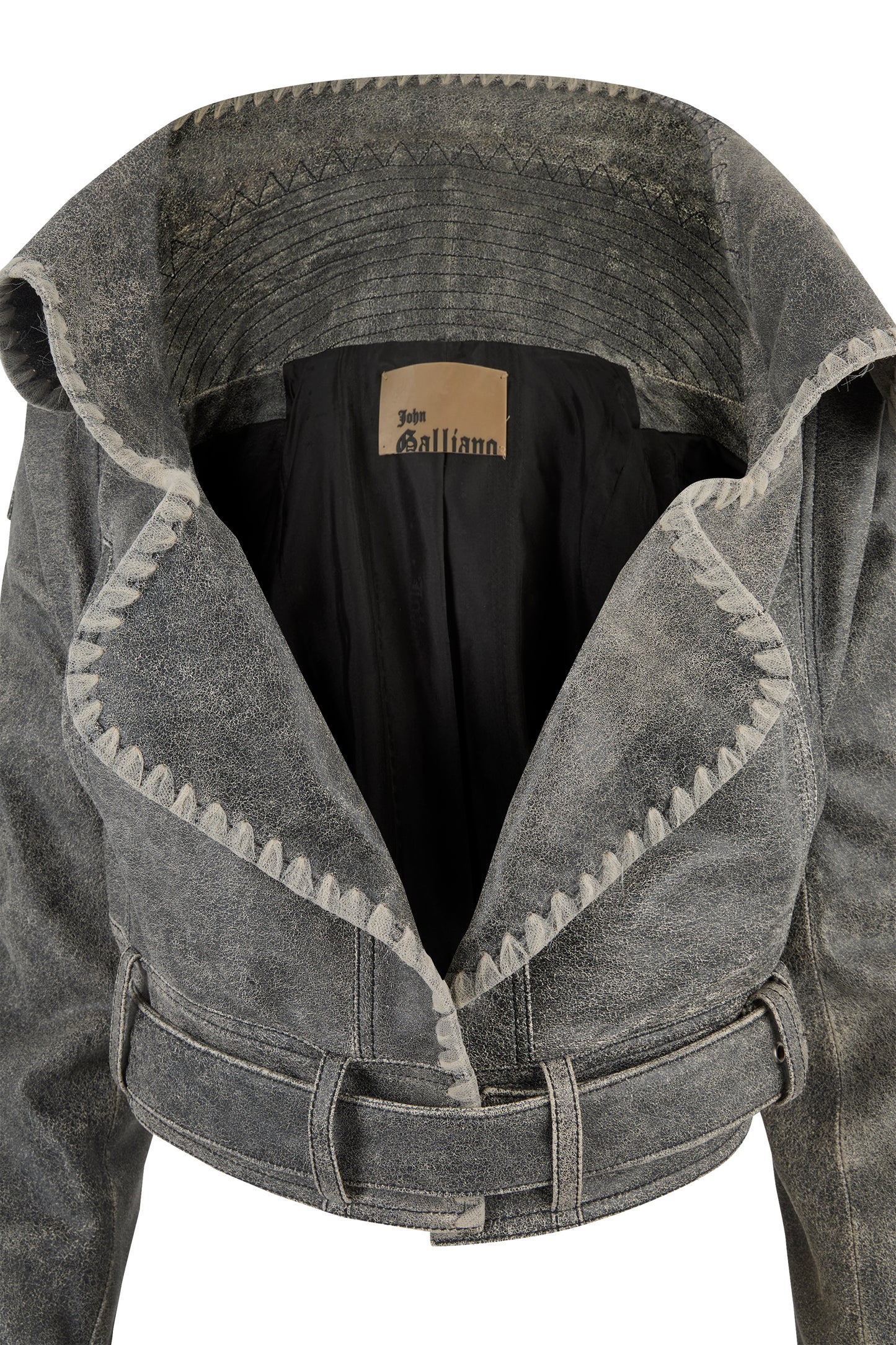 Vintage John Galliano Grey S/S 2006 Biker Cropped Jacket