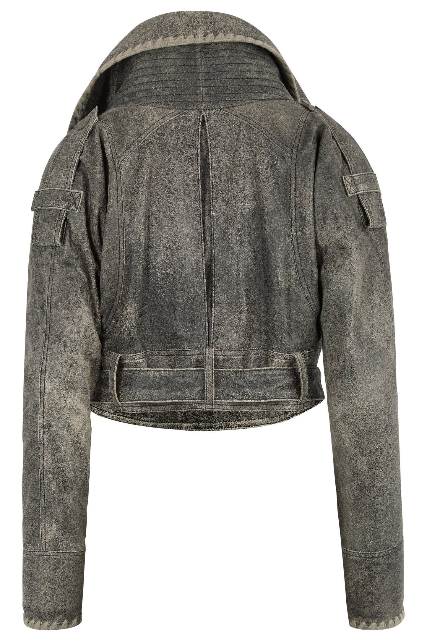 Vintage John Galliano Grey S/S 2006 Biker Cropped Jacket