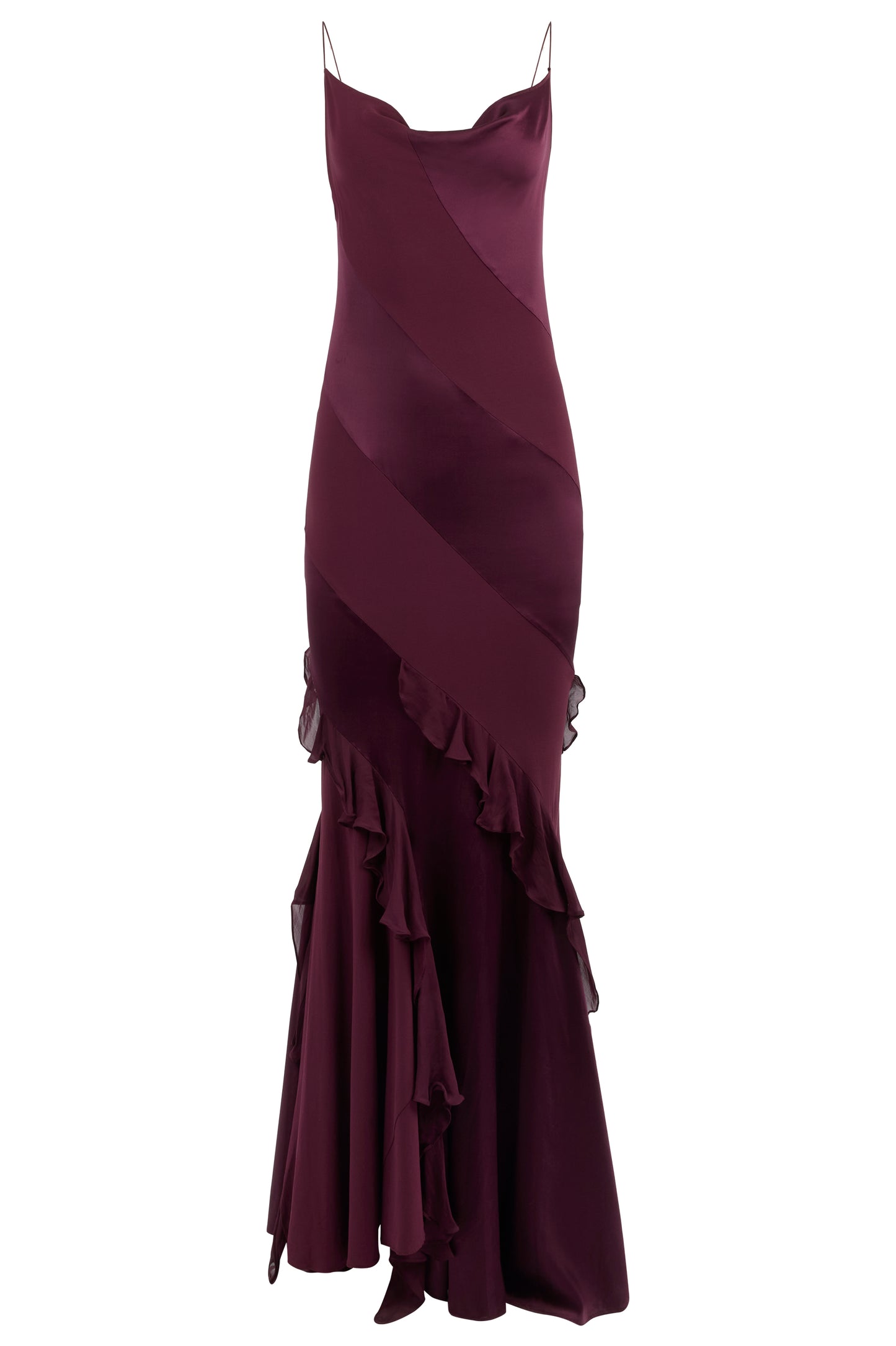 Vintage Purple Silk Cowl Neck Maxi Gown