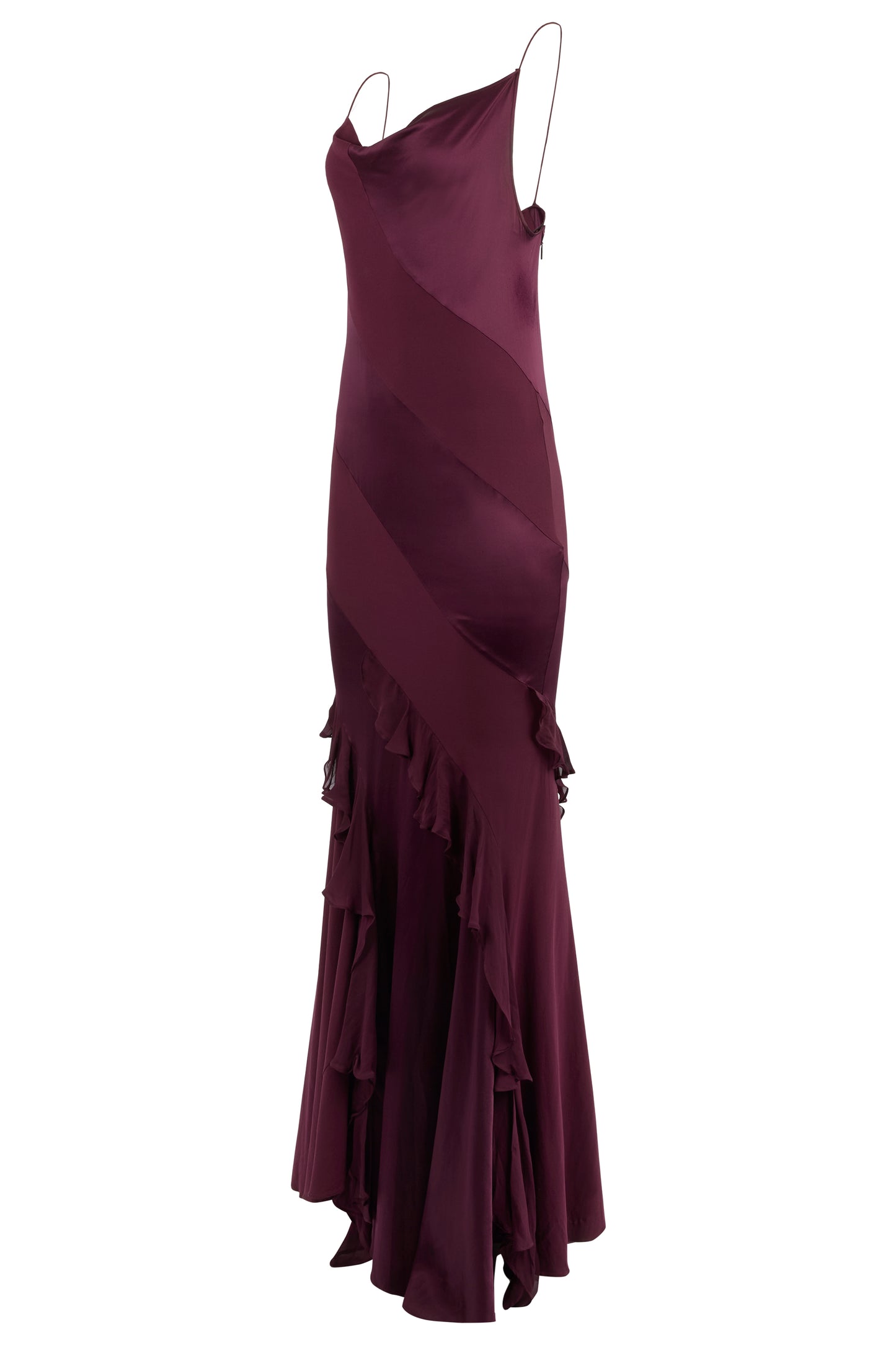 Vintage Purple Silk Cowl Neck Maxi Gown
