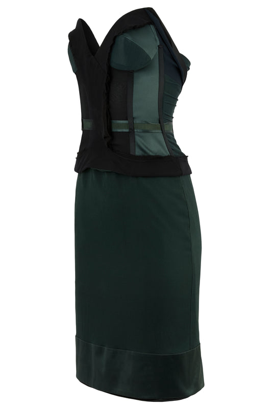 Vintage F/W 2003 Bustier Silk Green Dress