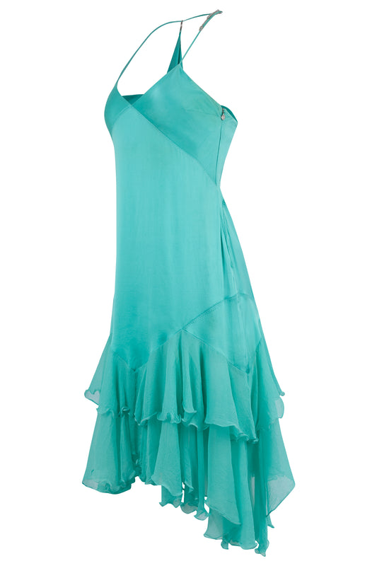 Roberto Cavalli Turquoise Blue 2004 Racerback Dress