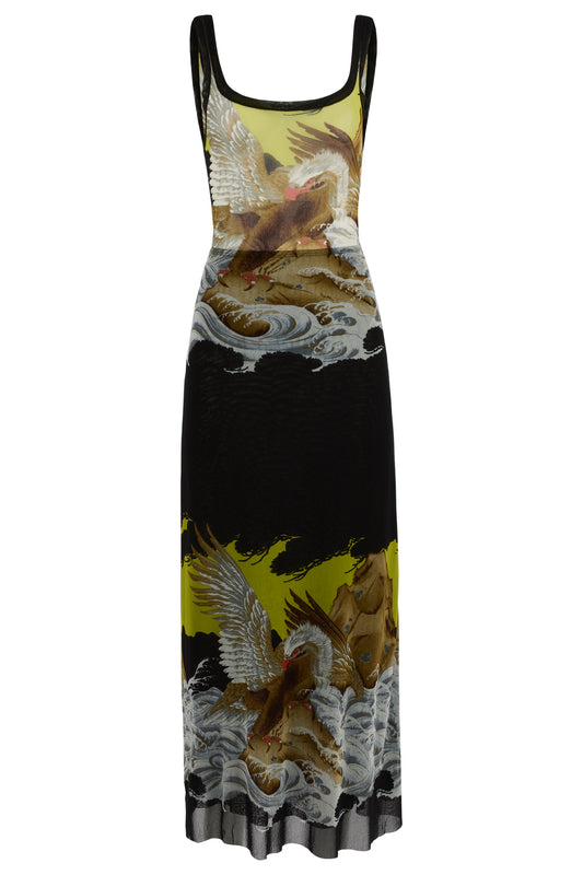 Vintage Jean Paul Gaultier 1990'S Japanese Golden Eagle Print Mesh Co-ord Set