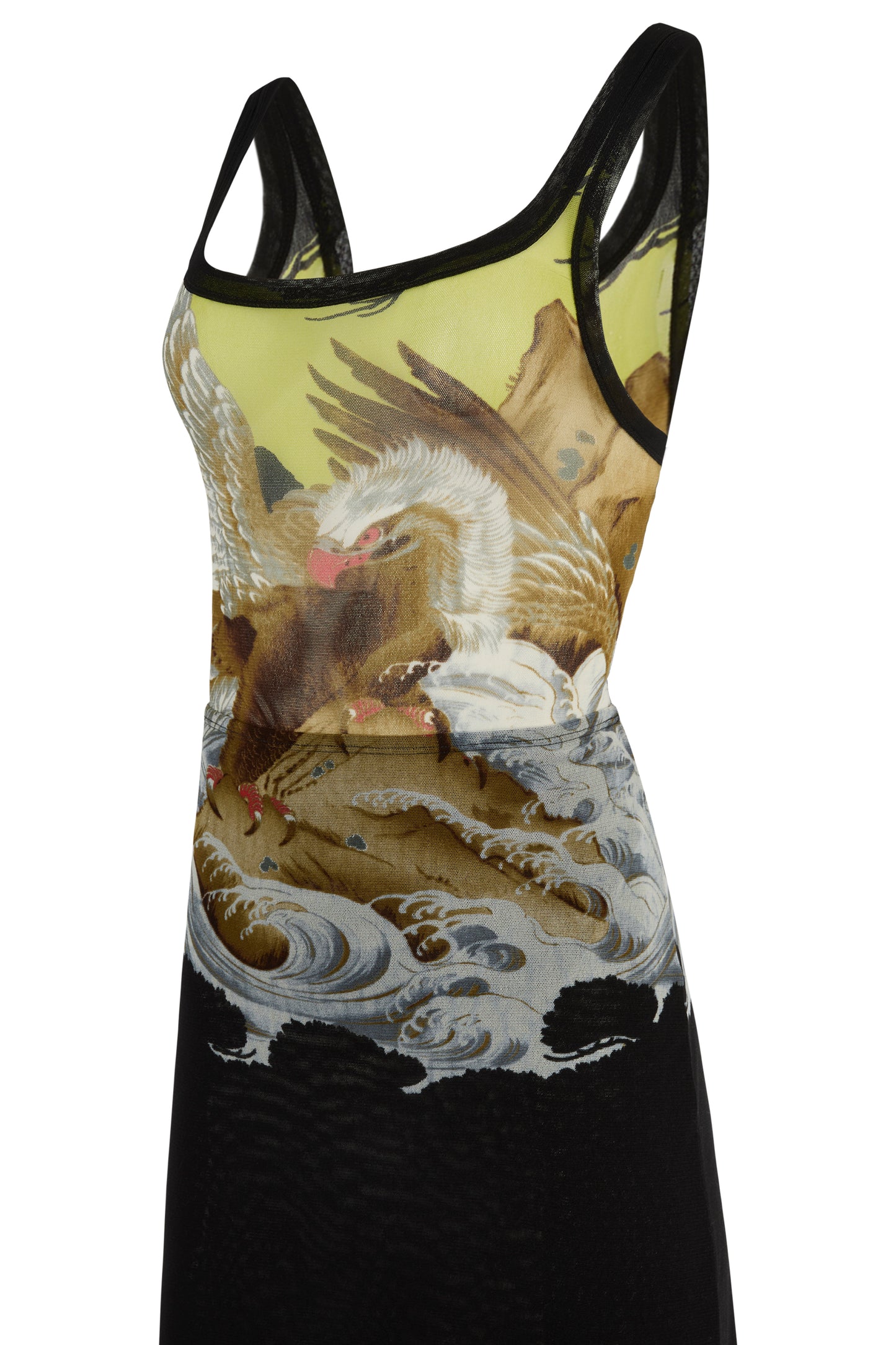 Vintage Jean Paul Gaultier 1990'S Japanese Golden Eagle Print Mesh Co-ord Set