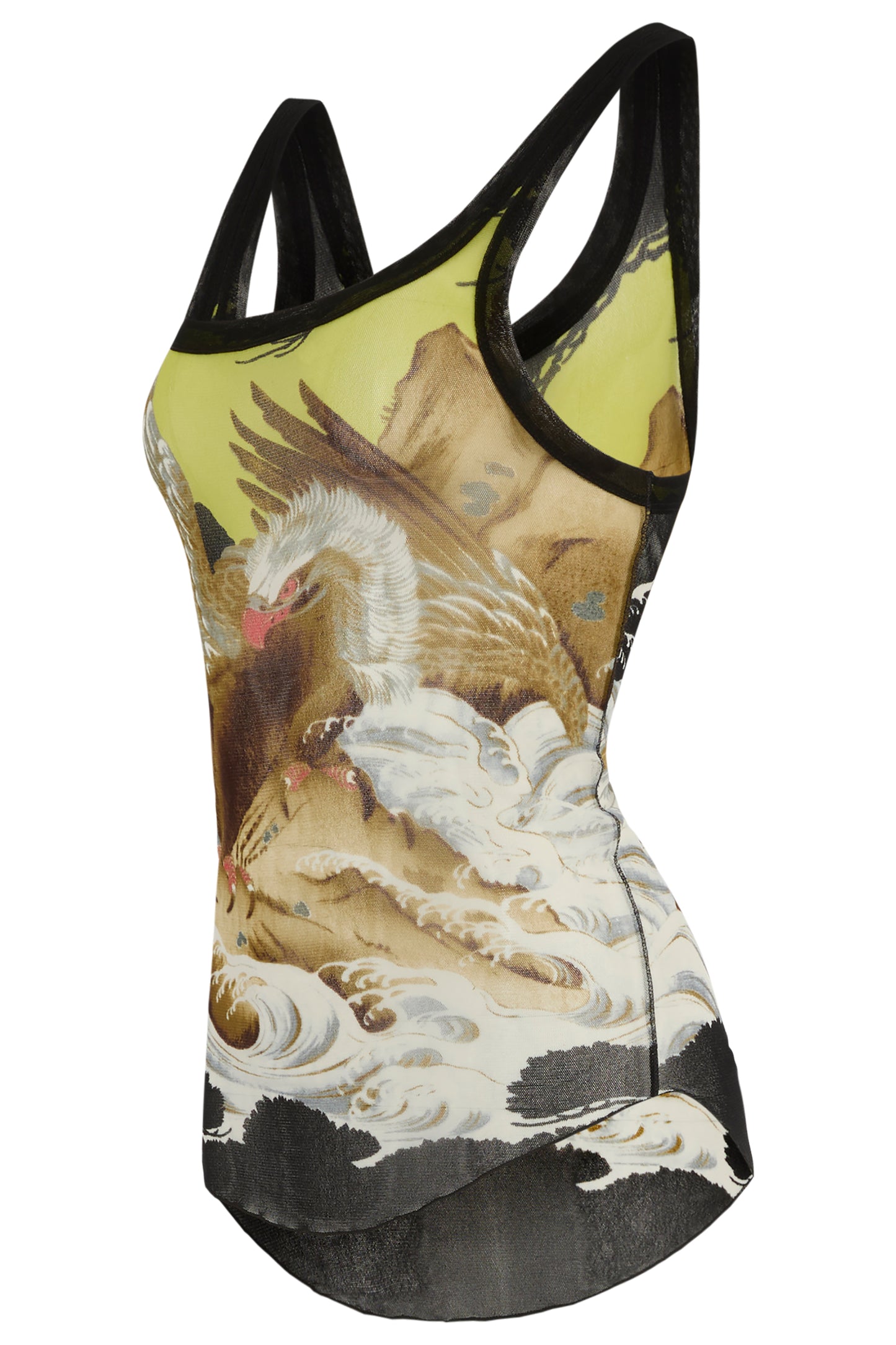 Vintage Jean Paul Gaultier 1990'S Japanese Golden Eagle Print Mesh Co-ord Set