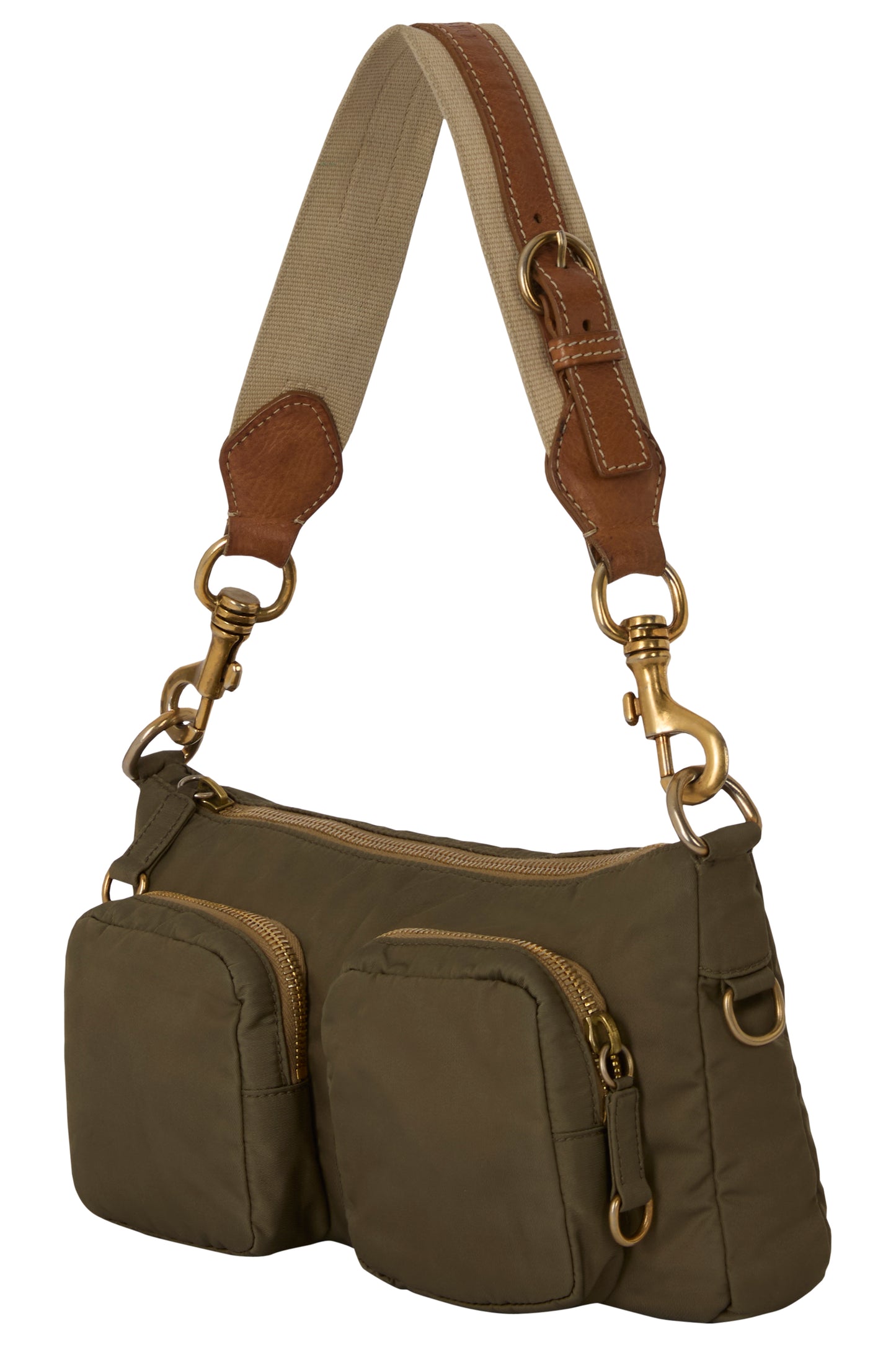 Vintage 1990's Miu Miu Khaki Green Nylon Shoulder Bag