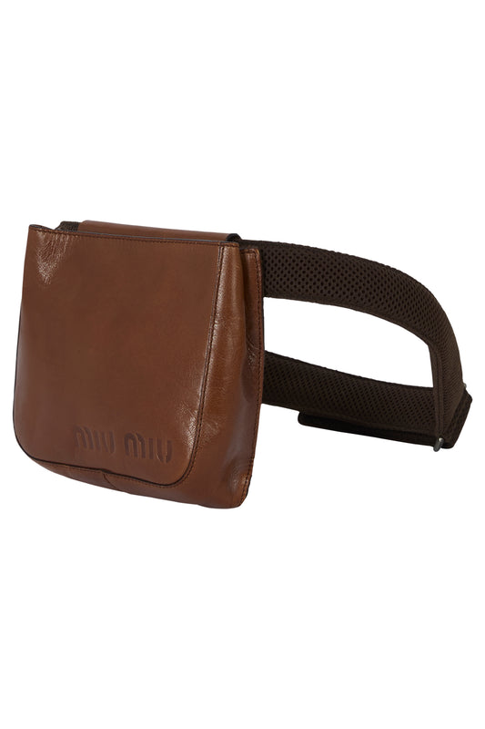 Vintage Miu Miu 1999 Brown Leather Belt Bag