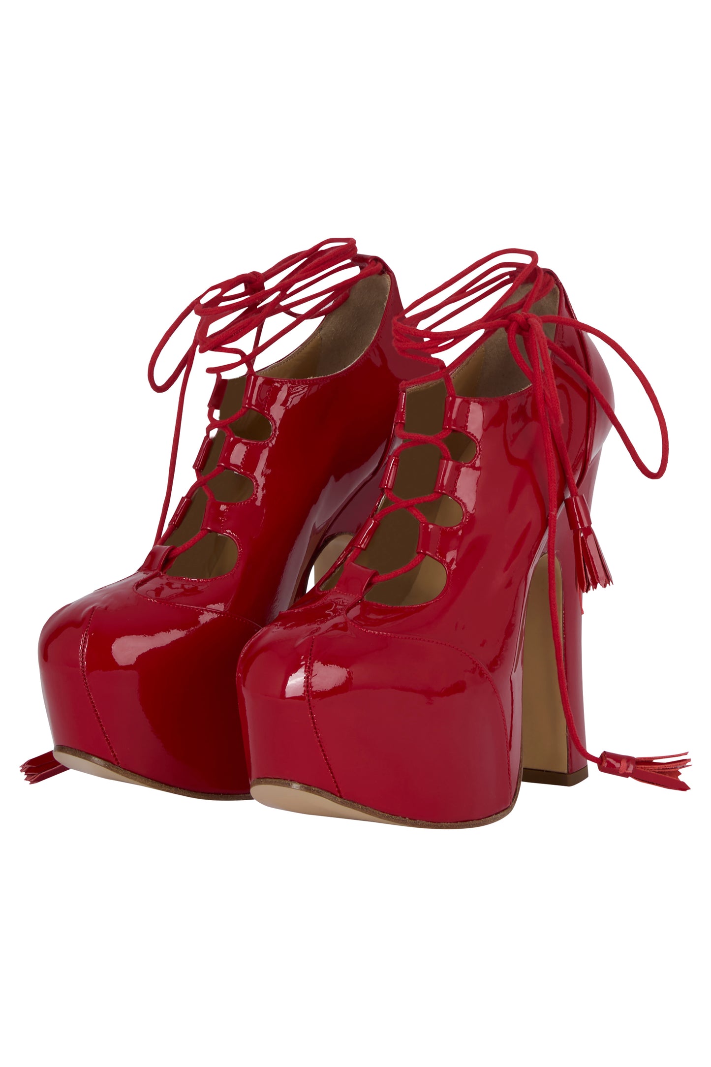 Vintage 2000's Vivienne Westwood Red Patent Leather Ghillie Heels