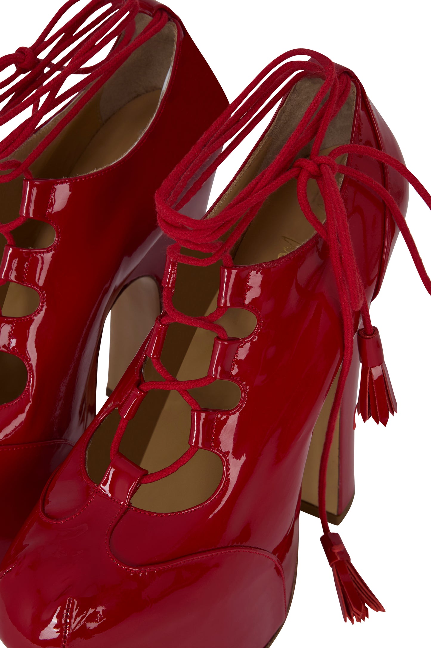 Vintage 2000's Vivienne Westwood Red Patent Leather Ghillie Heels