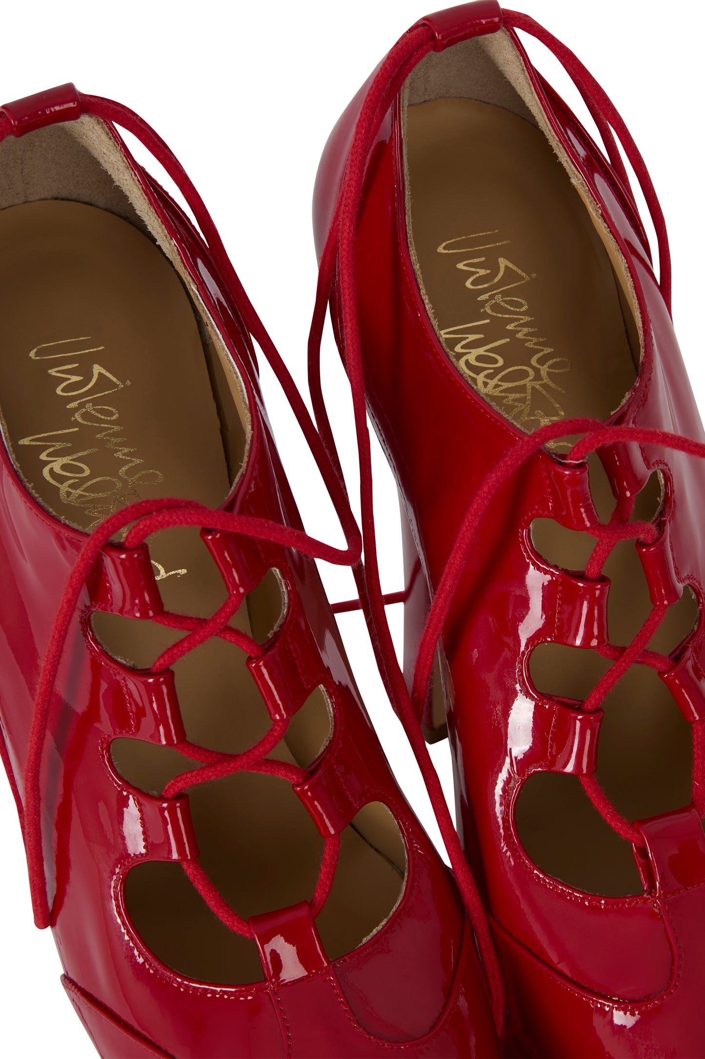 Vintage 2000's Vivienne Westwood Red Patent Leather Ghillie Heels