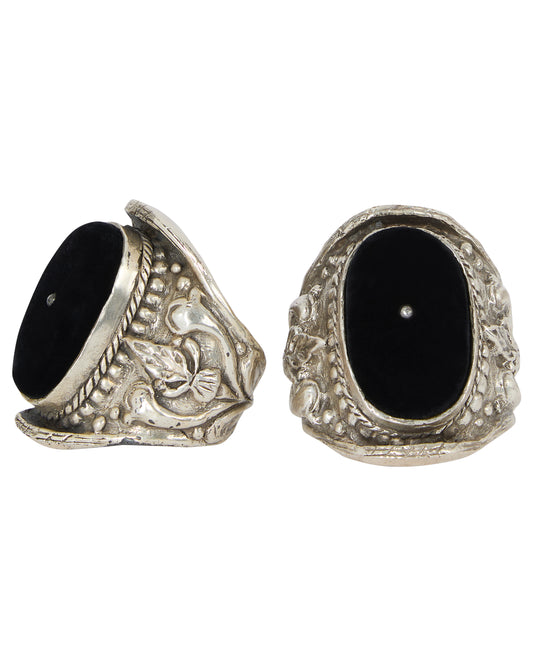 Vintage YSL F/W 2002 Baroque Sterling Silver Velvet Cuffs