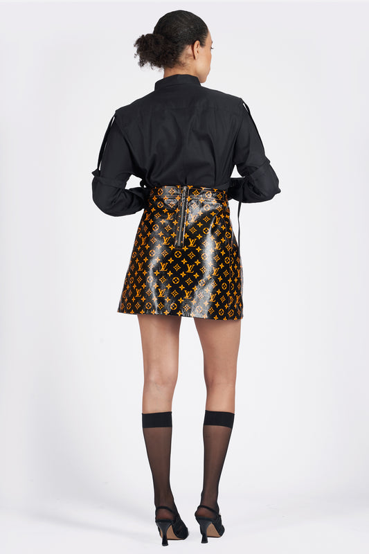 2020 Leather Printed Monogram Skirt