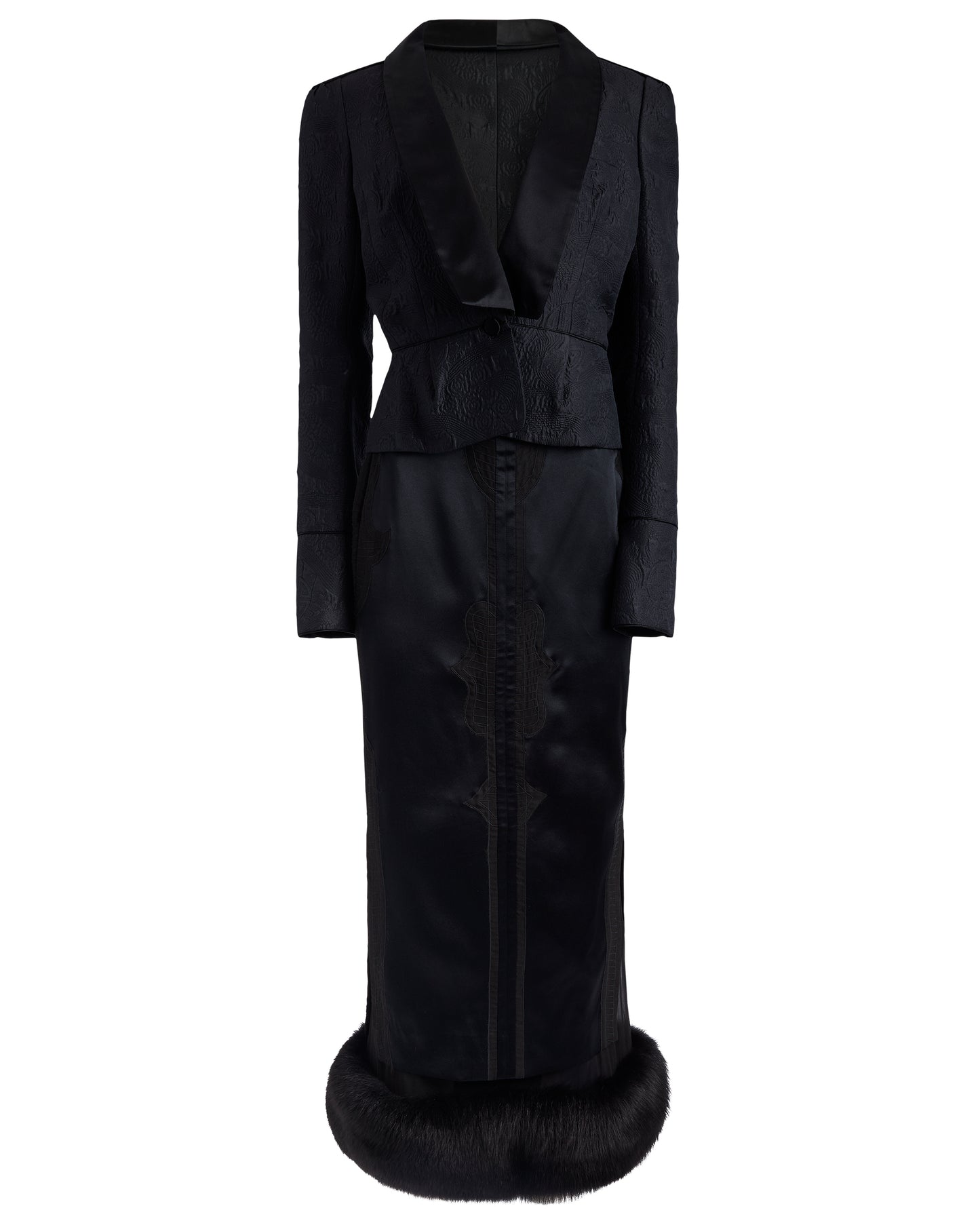 Rare Yves Saint Laurent F/W 2004 Tuxedo Mink Skirt Set