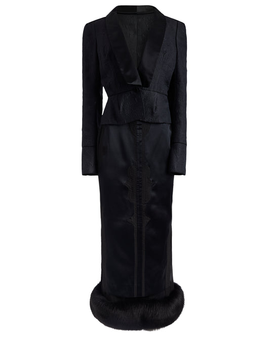 Rare Yves Saint Laurent F/W 2004 Tuxedo Mink Skirt Set