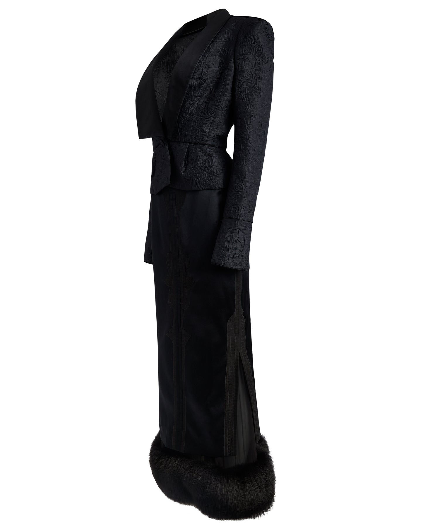 Rare Yves Saint Laurent F/W 2004 Tuxedo Mink Skirt Set