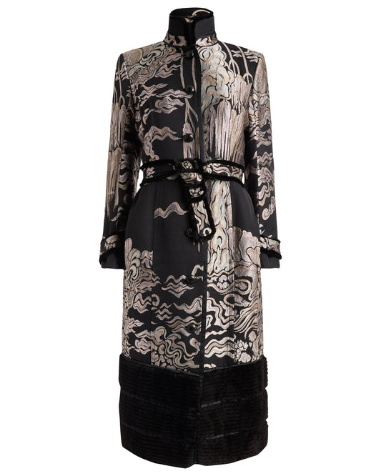 Yves Saint Laurent Rive Gauche F/W 2004 Jacquard Mink Coat & Skirt
