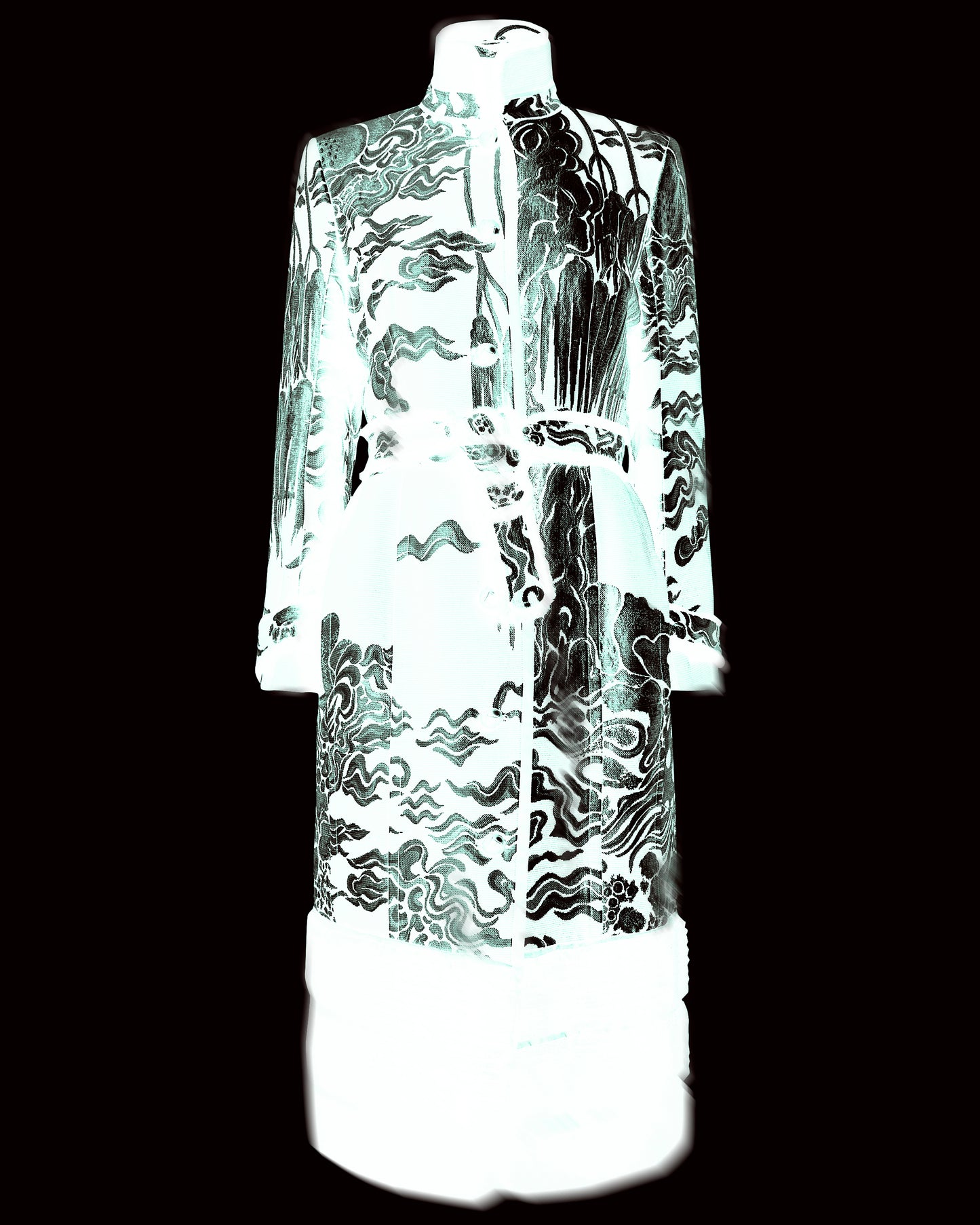 Yves Saint Laurent Rive Gauche F/W 2004 Jacquard Mink Coat & Skirt