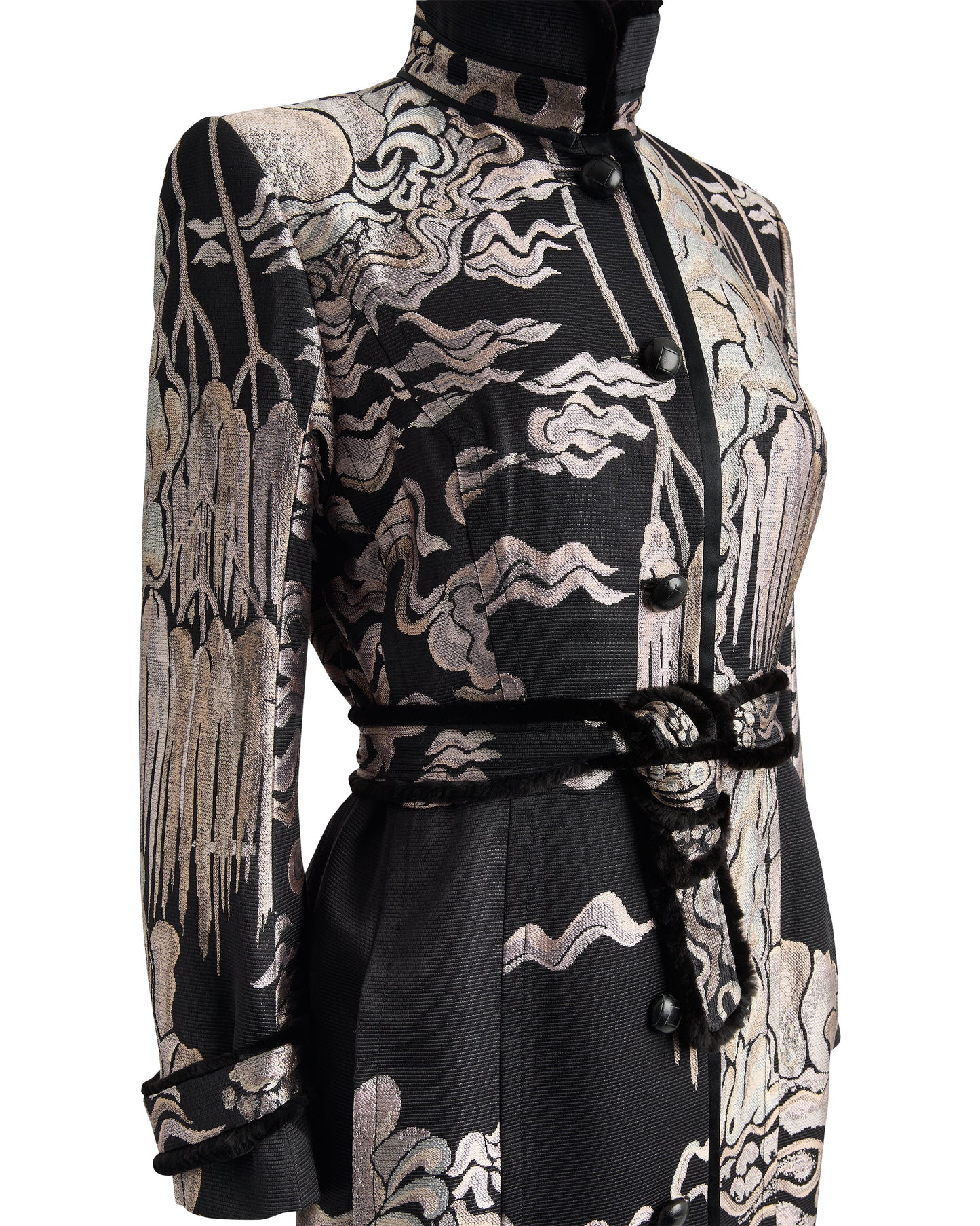 Yves Saint Laurent Rive Gauche F/W 2004 Jacquard Mink Coat & Skirt