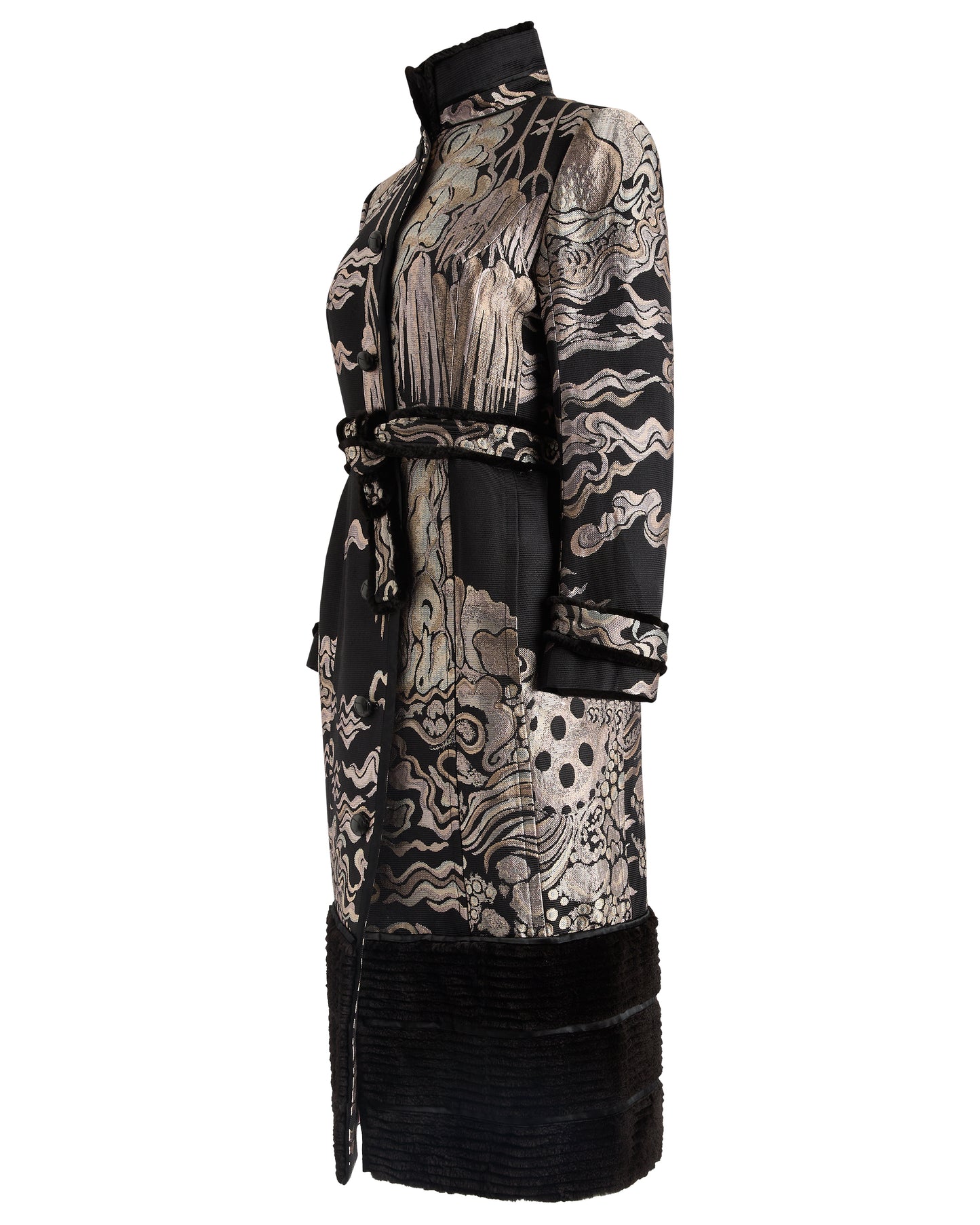 Yves Saint Laurent Rive Gauche F/W 2004 Jacquard Mink Coat & Skirt