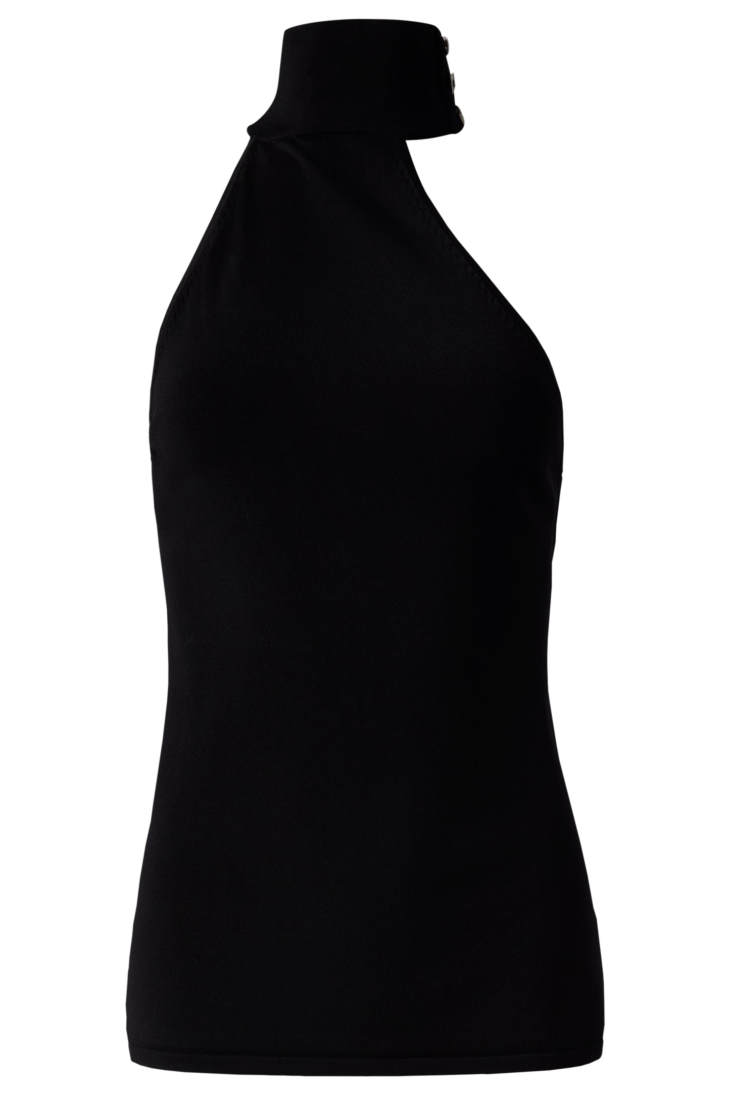 Vintage Deadstock 1990's Black Halter Knit Top with Crystal Button Detail