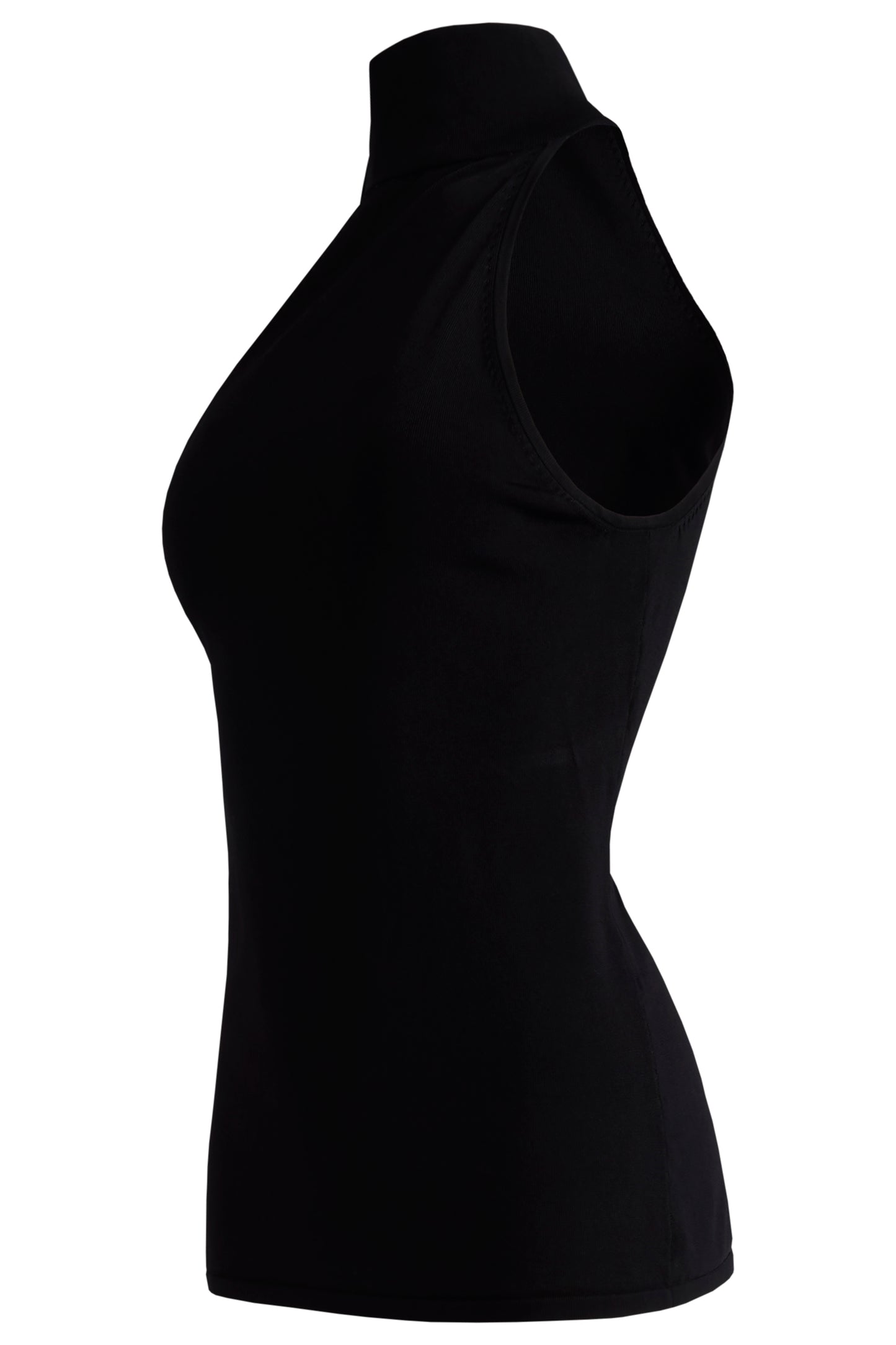 Vintage Deadstock 1990's Black Halter Knit Top with Crystal Button Detail