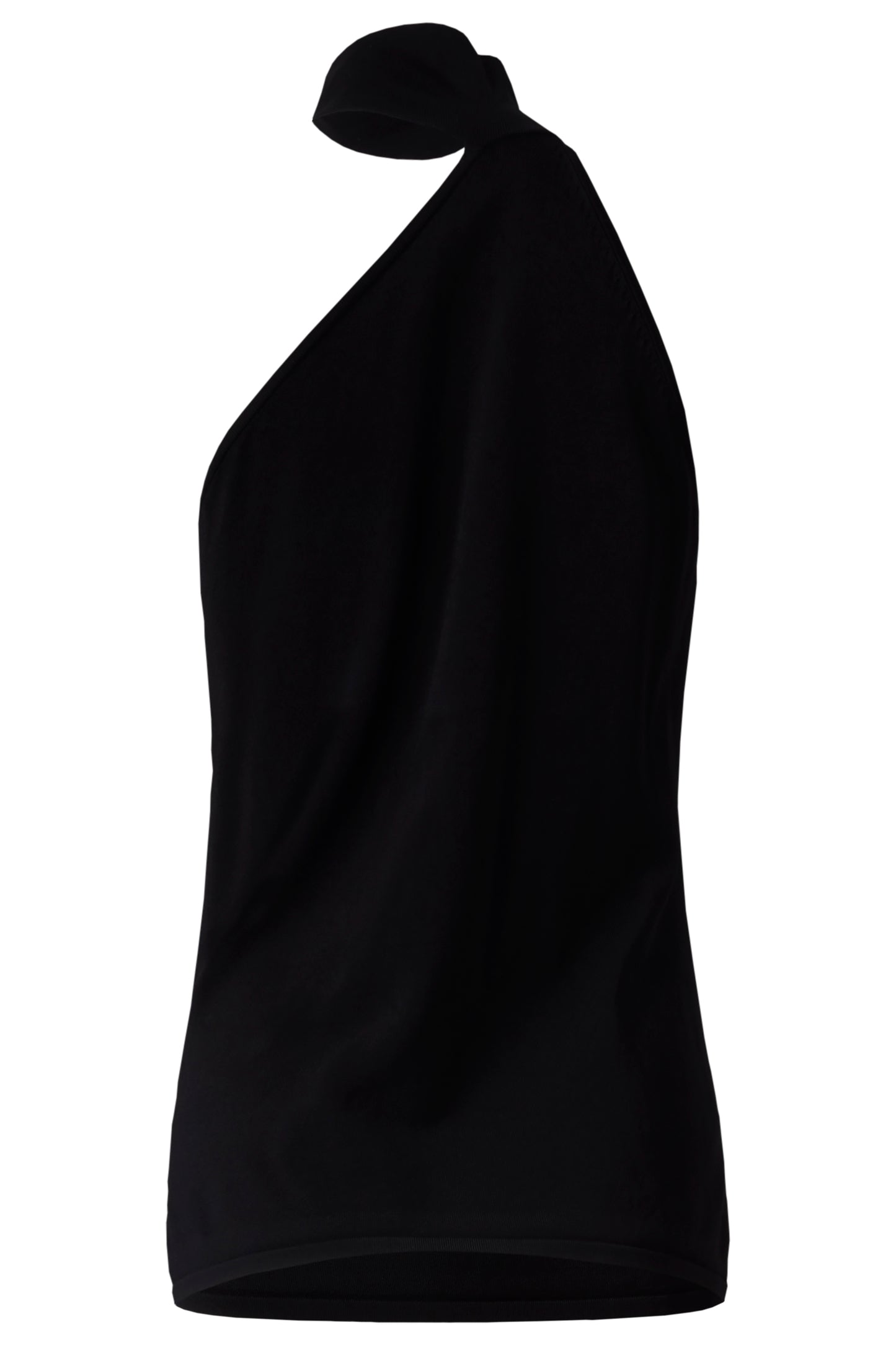 Vintage Deadstock 1990's Black Halter Knit Top with Crystal Button Detail