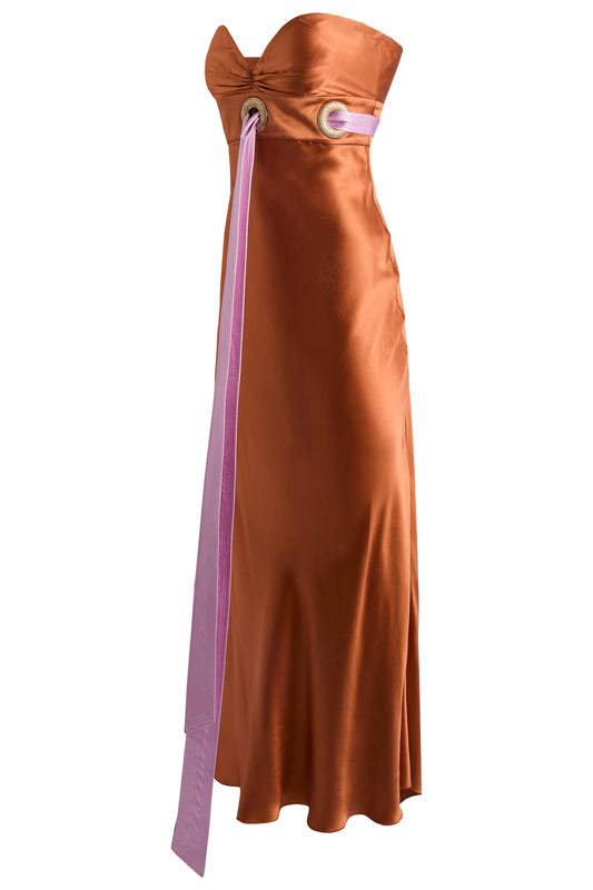 Vintage Valentino Silk S/S 2005 Look 61 Orange Bustier Gown