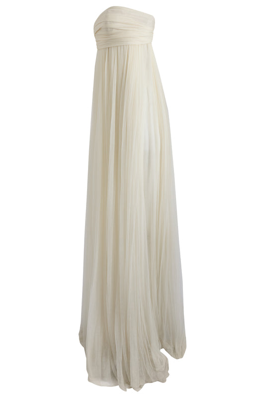 Alexander McQueen by Sarah Burton 2012 Tulle Gathered Bustier Draped Gown