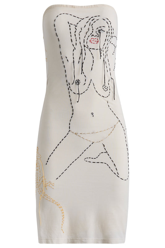 Vintage Chloe By Stella McCartney S/S 1999 Embroidered Tube Dress