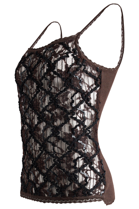 Vintage 2000's Christian Lacroix Bazar Lace & Sequin Knit Top