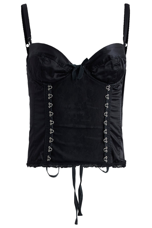 Vintage 1990's Moschino Black Satin Corset Top
