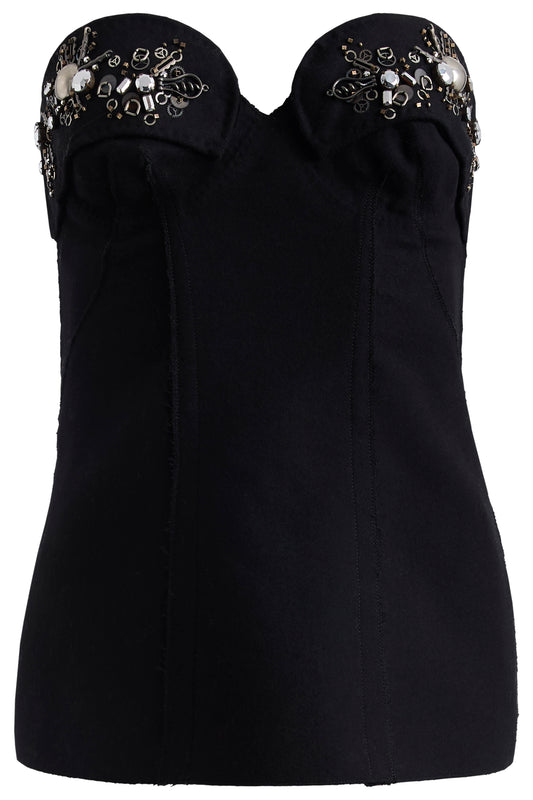 Vintage Prada A/W 2006 Wool Embroidered Black Corset top