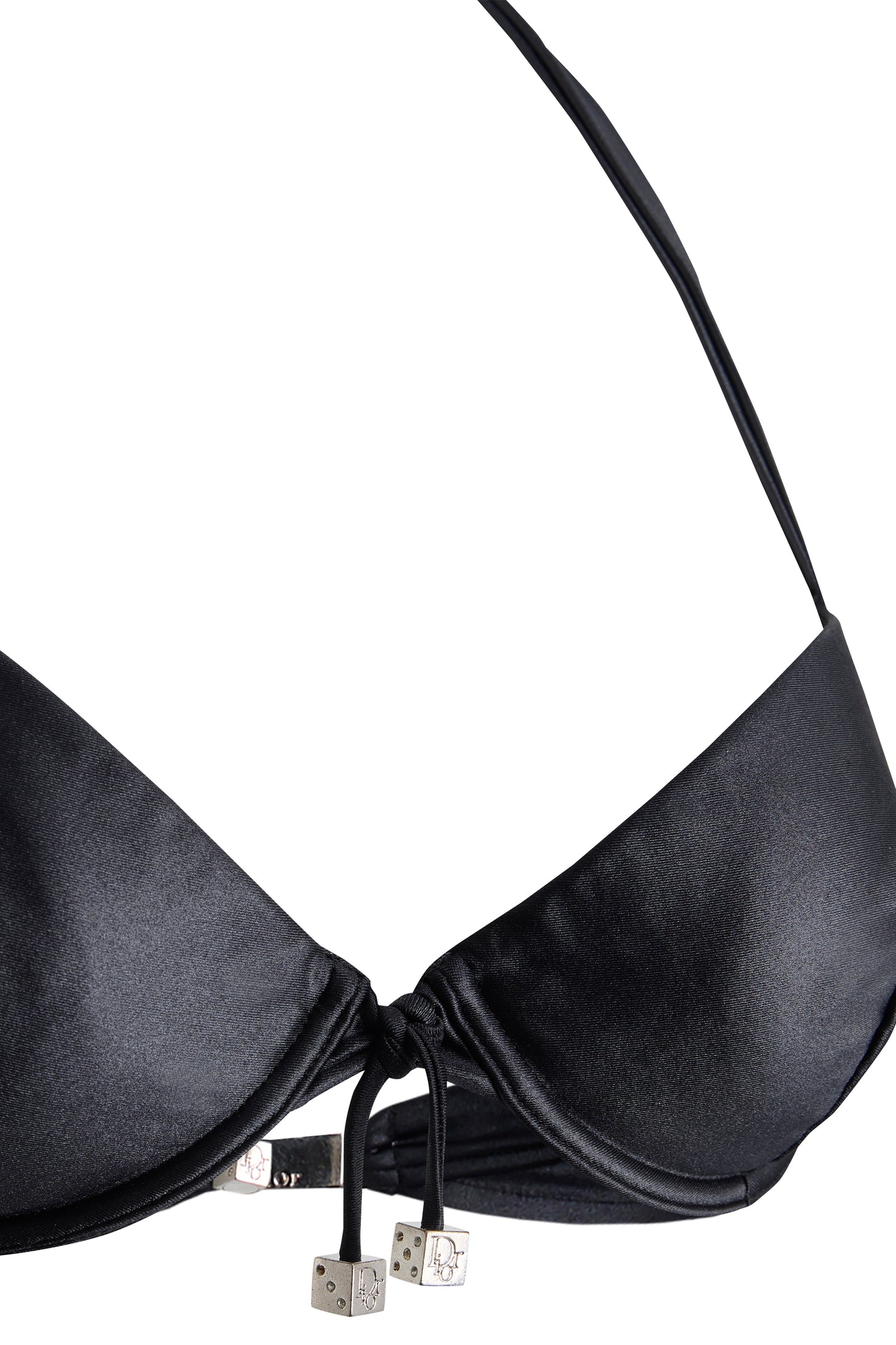 Vintage 2000's Christian Dior  Dice Satin Black Charm Bralette