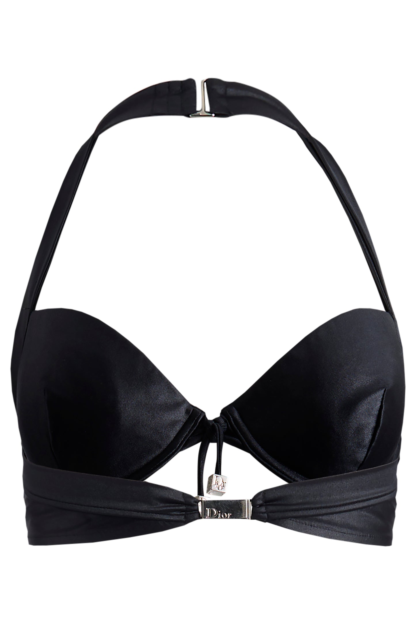 Vintage 2000's Christian Dior  Dice Satin Black Charm Bralette
