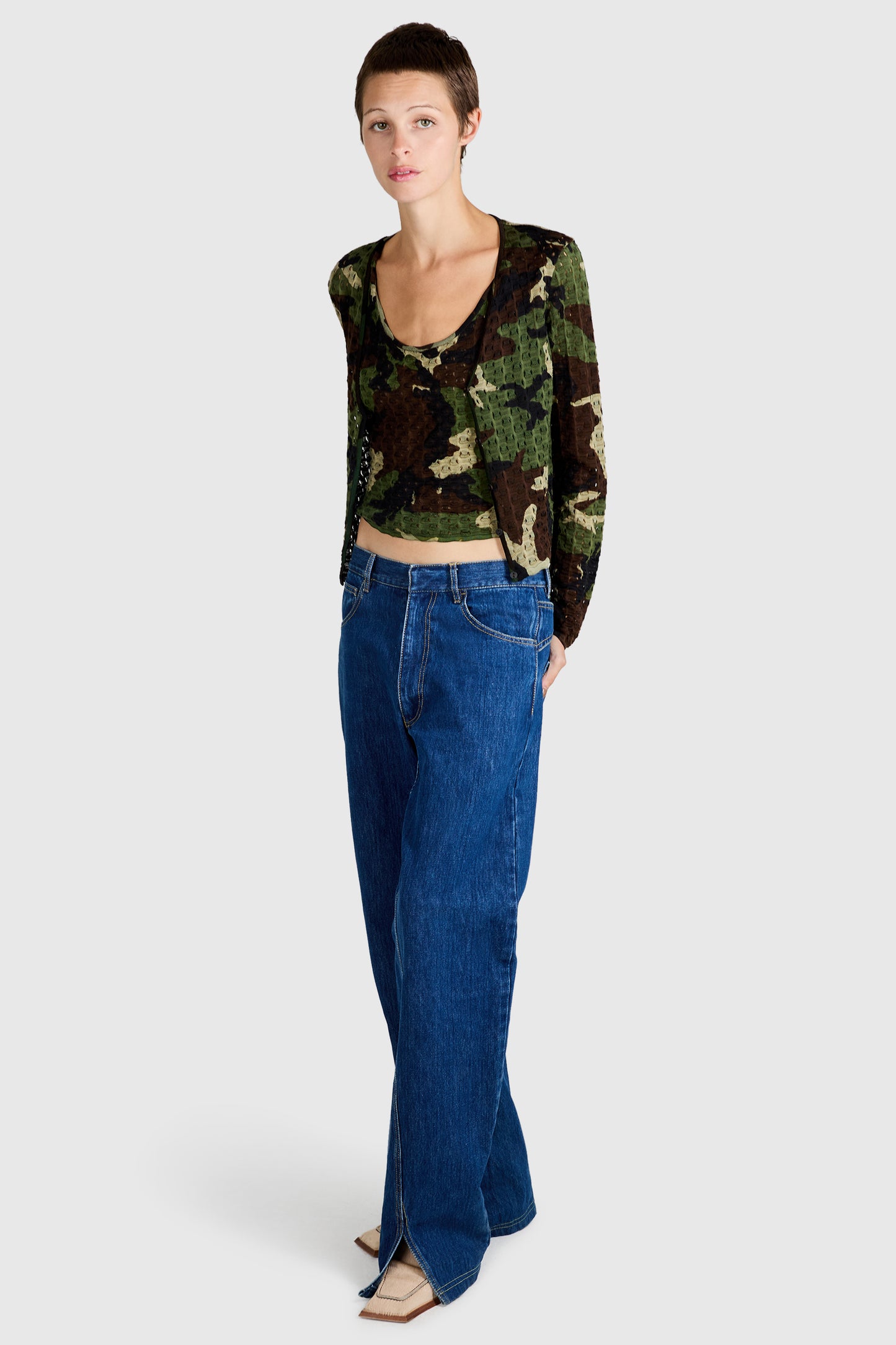Vintage Christian Dior S/S 2001 Camo Print Cardigan Set