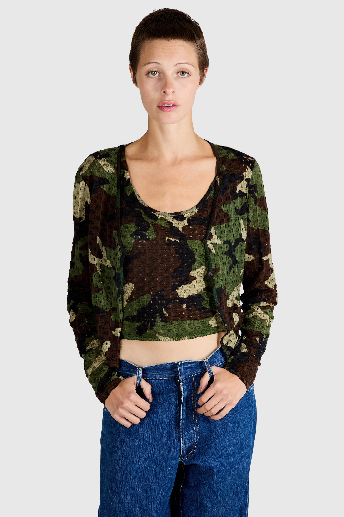 Vintage Christian Dior S/S 2001 Camo Print Cardigan Set