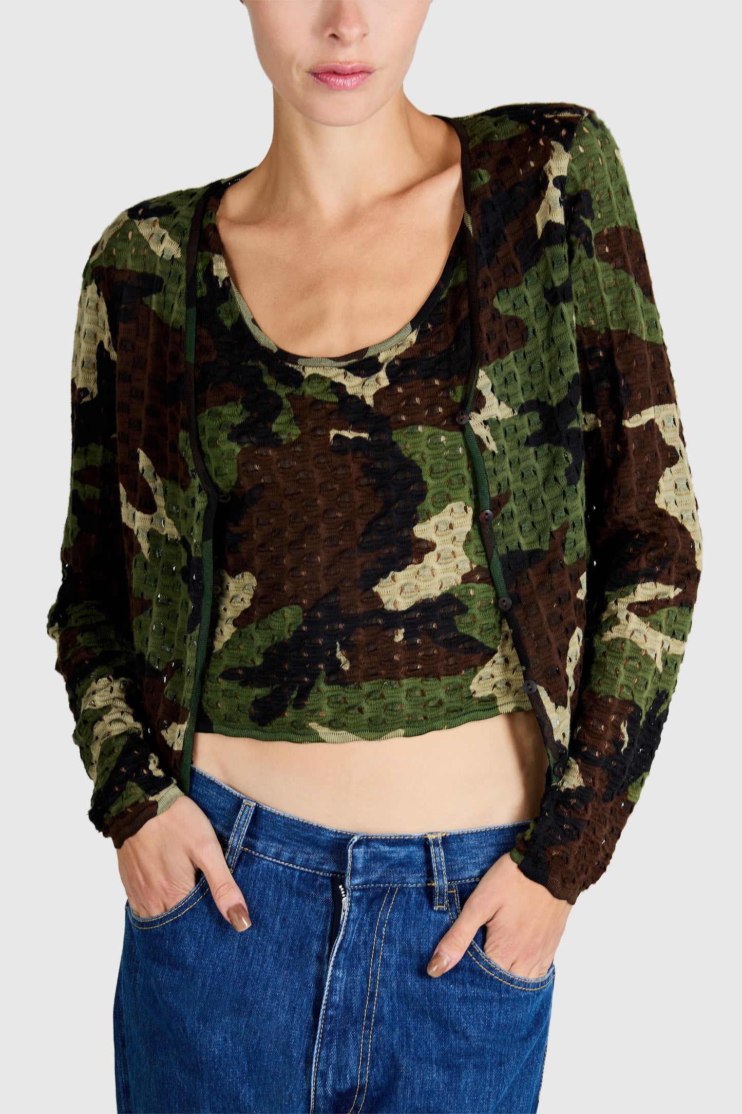 Vintage Christian Dior S/S 2001 Camo Print Cardigan Set