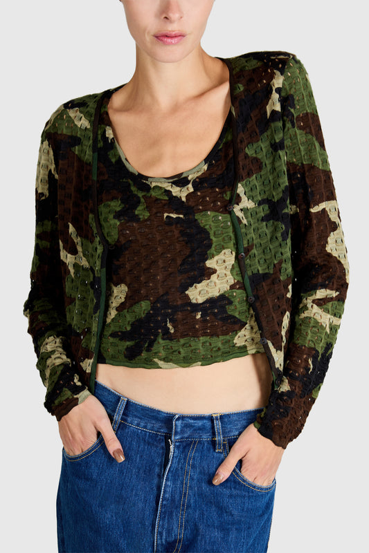 Vintage Christian Dior S/S 2001 Camo Print Cardigan Set
