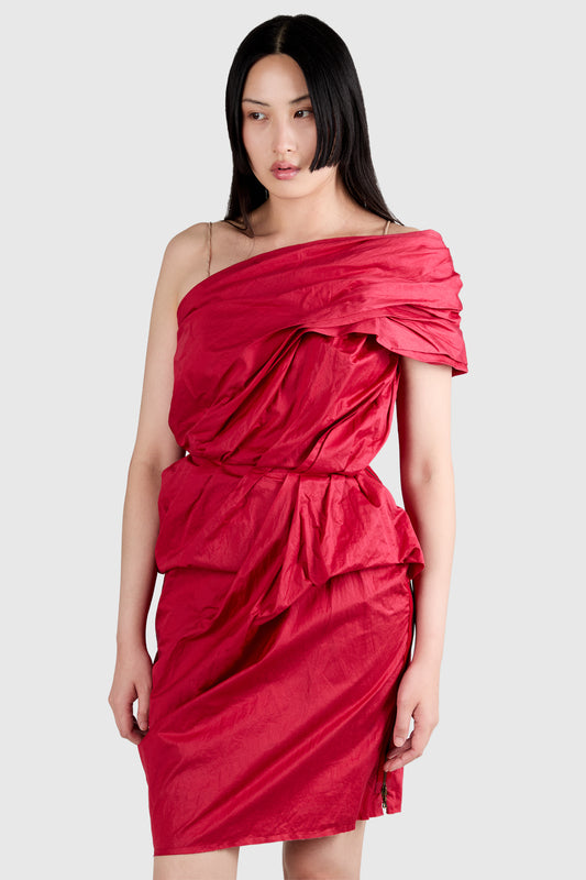 Vintage Lanvin S/S 2010 Red Asymetrical Mini Dress