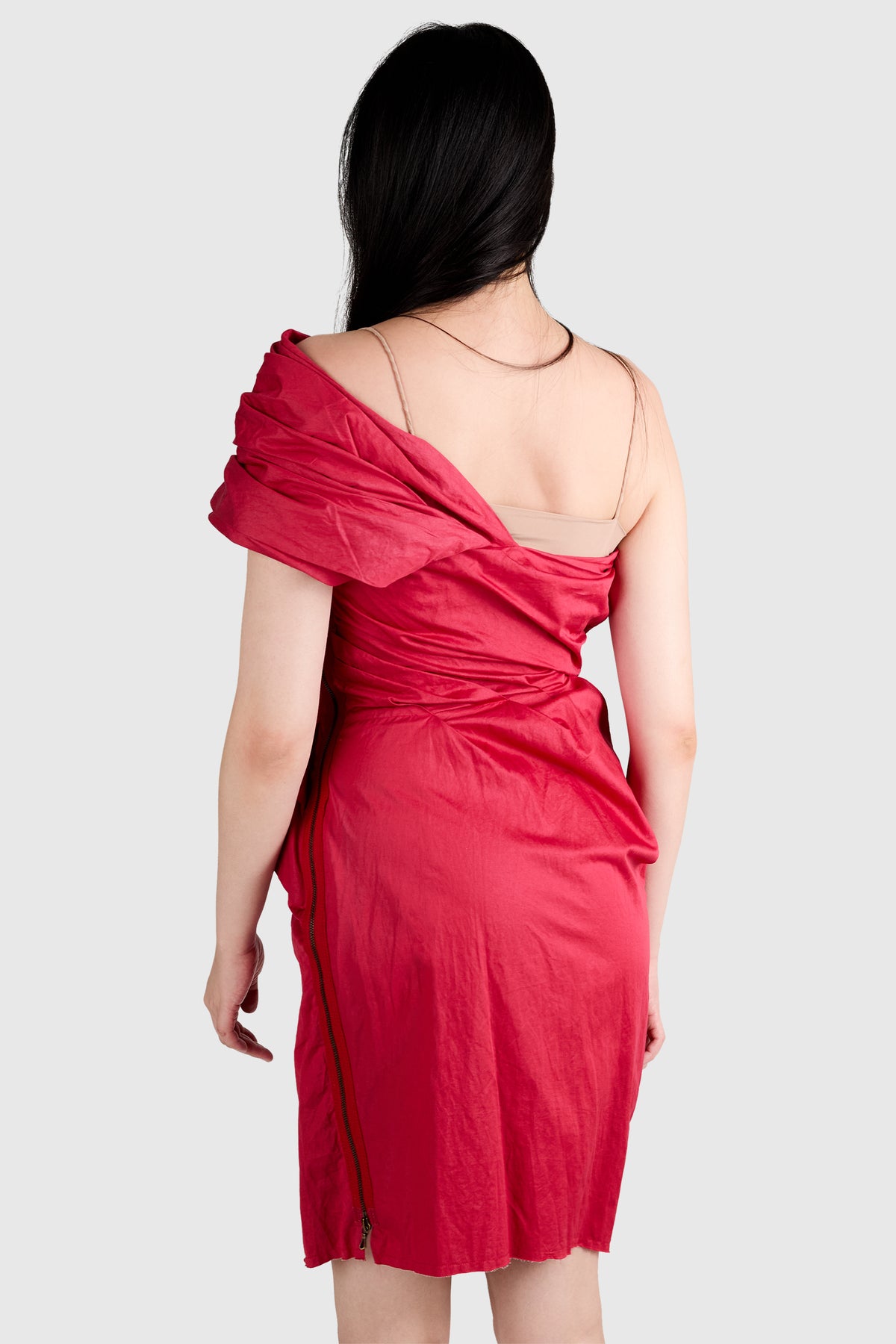 Vintage Lanvin S/S 2010 Red Asymetrical Mini Dress